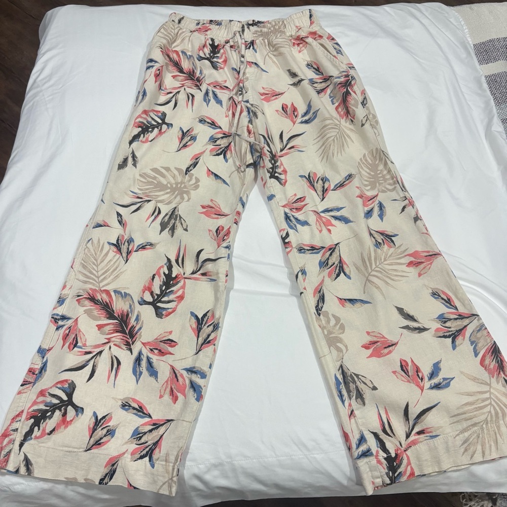 Briggs Cream Floral Linen Blend Pants